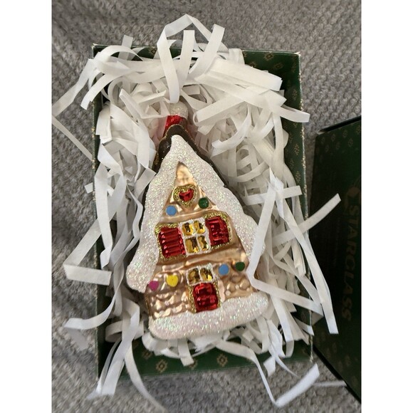 Gingerbread House Glass Christmas Holiday Ornament Made In Poland - Picture 8 of 16